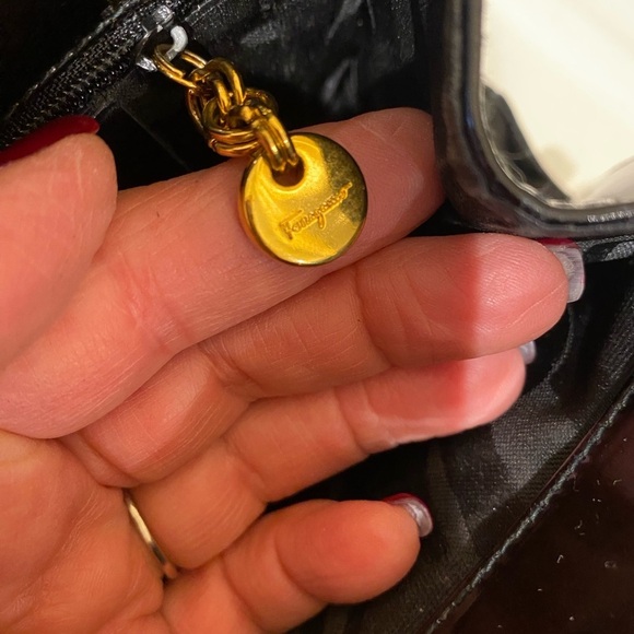 Salvatore Ferragamo Black Patent Leather Small Hand Bag Authentic Classic - Picture 7 of 16